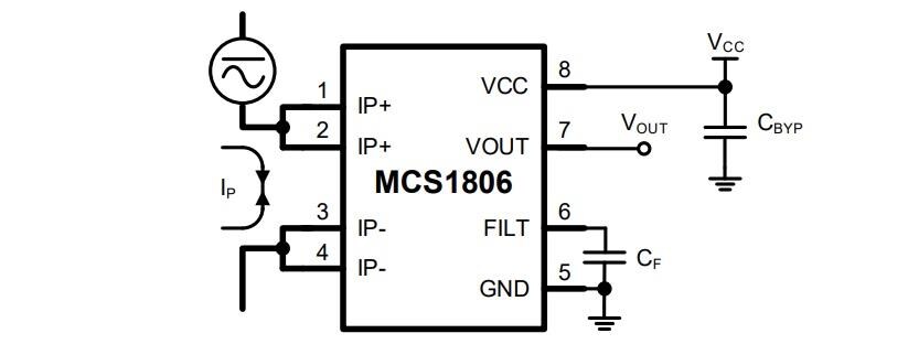 Application Circuit Diagram - Monolithic Power Systems (MPS) MCS1806 Hall-effect Current Sensors